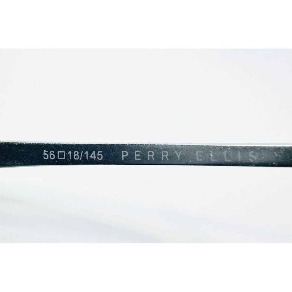 Perry Ellis Eyeglasses Mens Black Silver Semi Rimless PE 411-2 56-18-145
